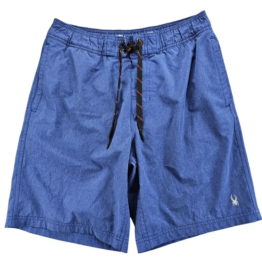 Spyder Swim Trunks Small Board Shorts Mens Blue Mesh Lining Pockets 8